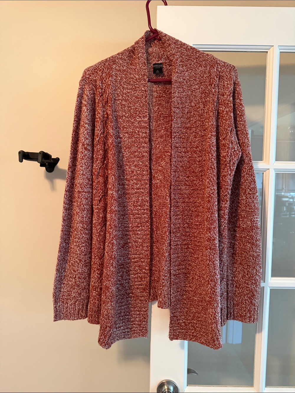 Open-Front Plush Cardigan in Rust Melange